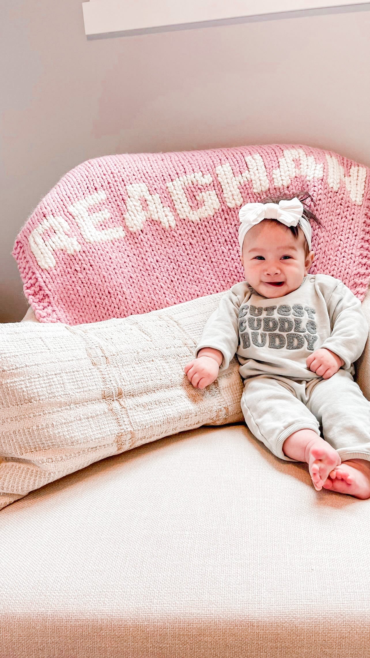 Rose Blanket with Cream Lettering